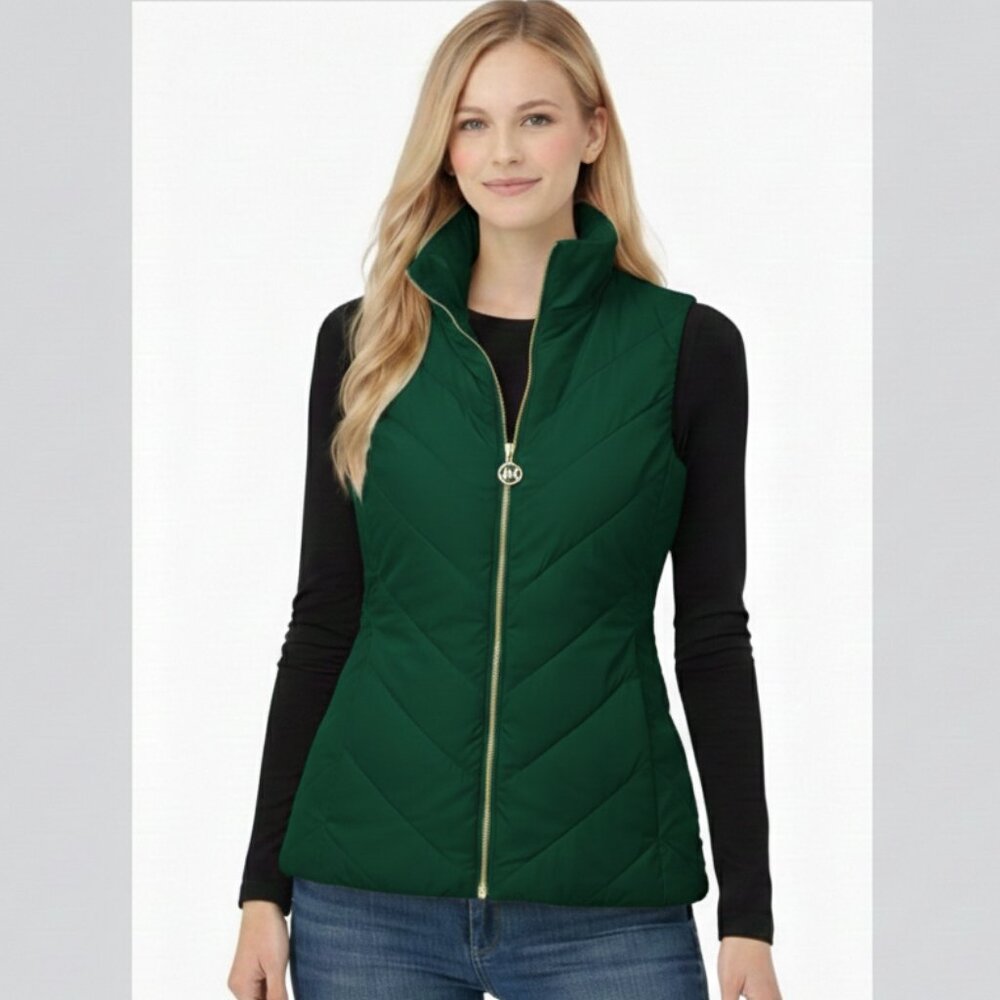 Michael Kors Dark Vest Emerald with Gold Accents NEW